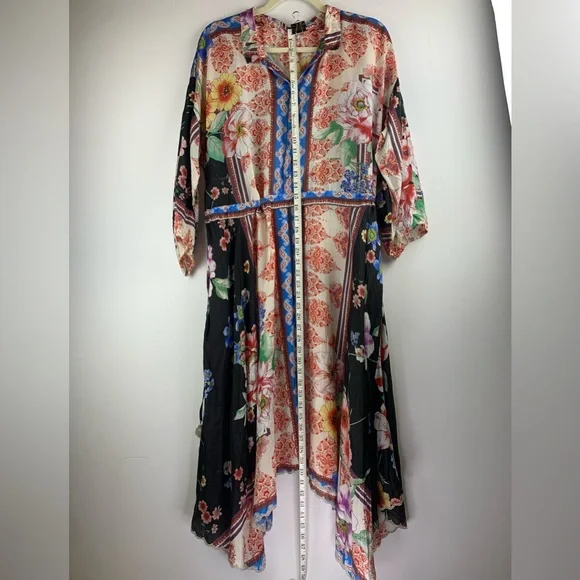 Johnny Was Black and Blue Asymmetrical Tie Front Sundress - Picture 13 of 16